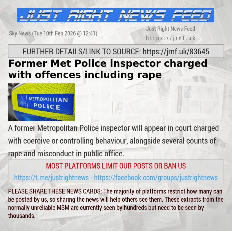 Former Met Police inspector charged with offences including rape