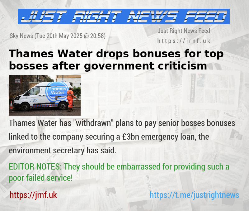 Thames Water drops bonuses for top bosses after government criticism