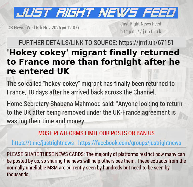 ’Hokey cokey’ migrant finally returned to France more than fortnight after he re—entered UK