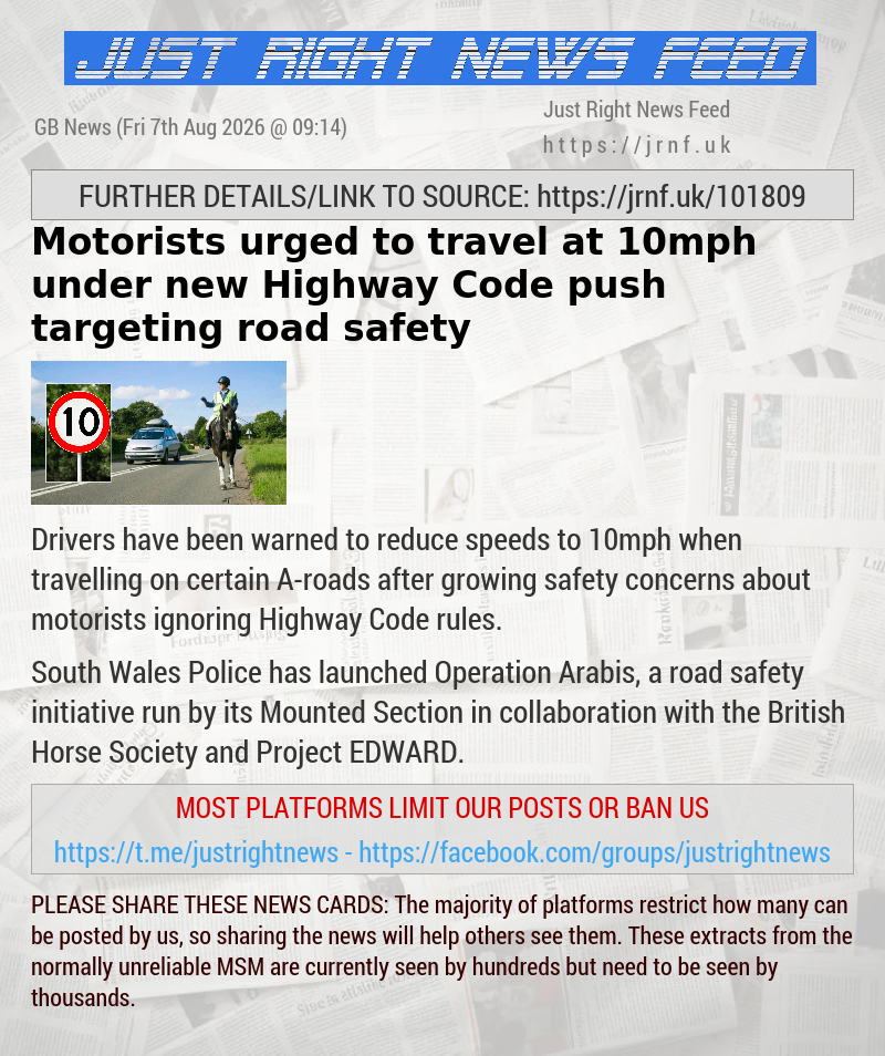 Motorists urged to travel at 10mph under new Highway Code push targeting road safety