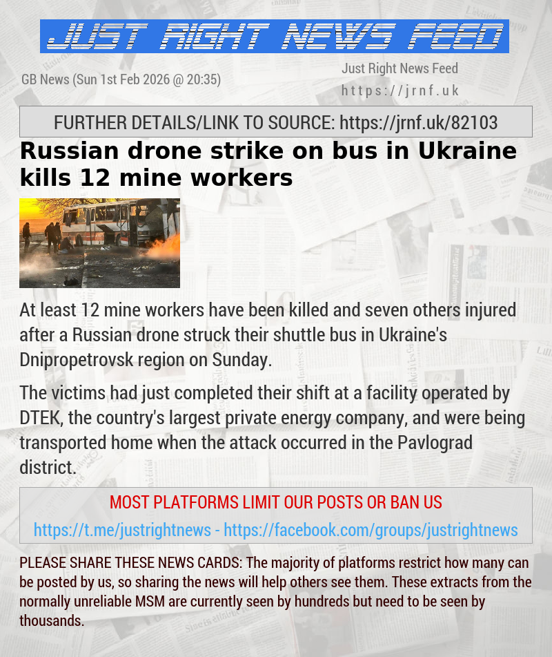 Russian drone strike on bus in Ukraine kills 12 mine workers