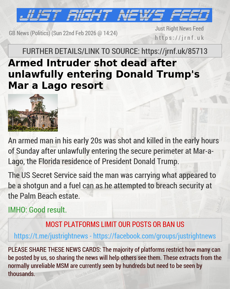 Intruder shot dead after unlawfully entering Donald Trump’s Mar—a—Lago resort