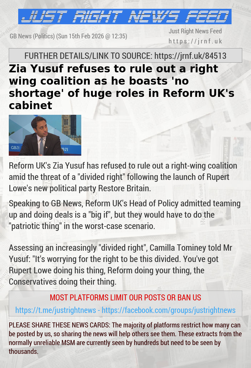 Zia Yusuf refuses to rule out a right—wing coalition as he boasts ’no shortage’ of huge roles in Reform UK’s cabinet