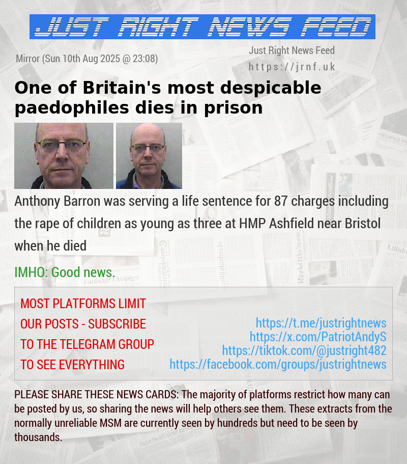 One of Britain’s most despicable paedophiles dies in prison