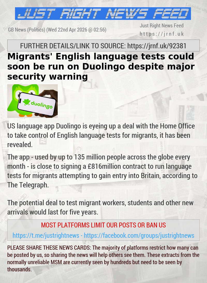 Migrants’ English language tests could soon be run on Duolingo despite major security warning