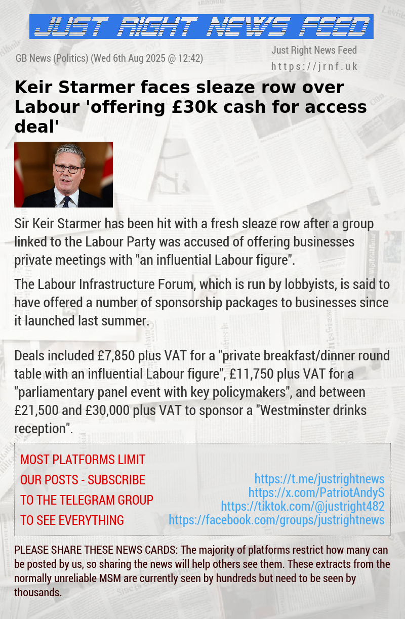 Keir Starmer faces sleaze row over Labour ’offering &pound;30k cash for access deal’