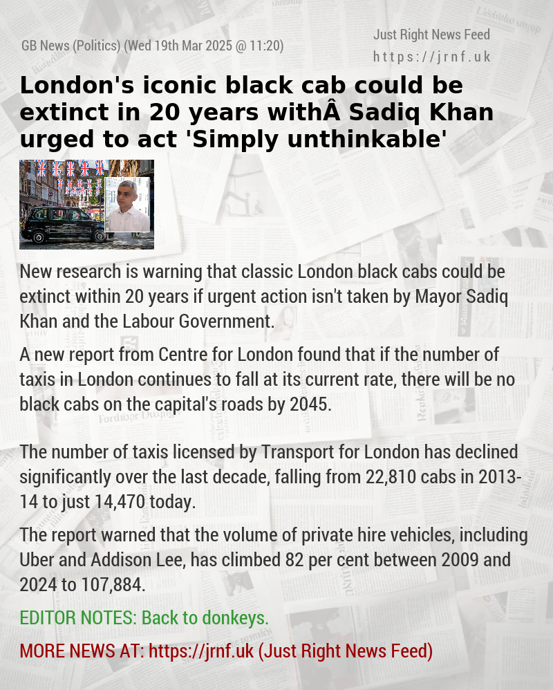 London’s iconic black cab could be extinct in 20 years with Sadiq Khan urged to act — ’Simply unthinkable’