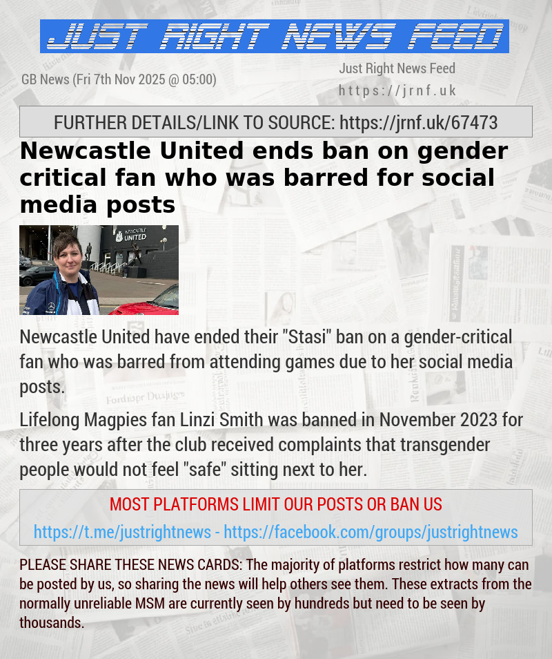 Newcastle United ends ban on gender—critical fan who was barred for social media posts