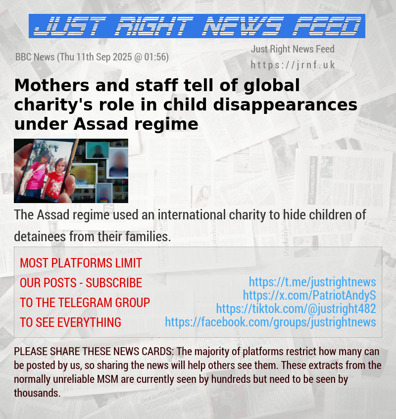 Mothers and staff tell of global charity’s role in child disappearances under Assad regime