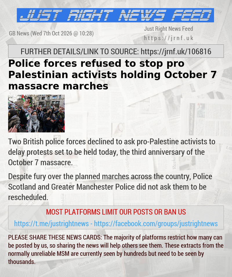 Police forces refused to stop pro—Palestinian activists holding October 7 massacre marches