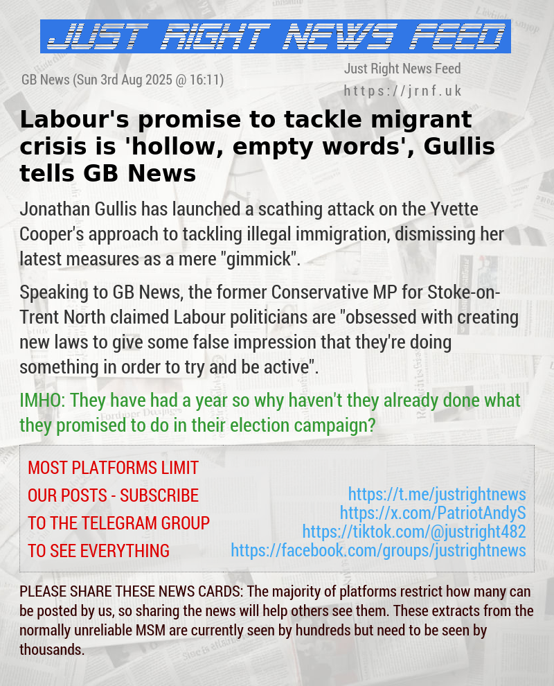 Labour’s promise to tackle migrant crisis is ’hollow, empty words’, Gullis tells GB News