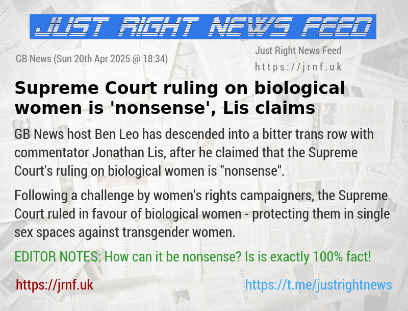 Supreme Court ruling on biological women is ’nonsense’, Lis claims