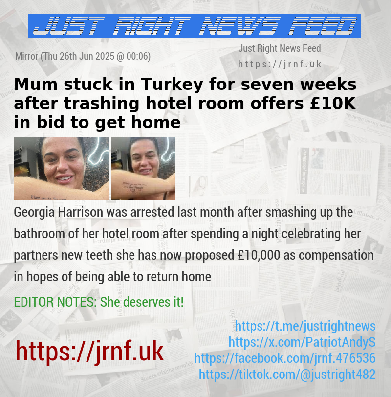 Mum stuck in Turkey for seven weeks after trashing hotel room offers £10K in bid to get home