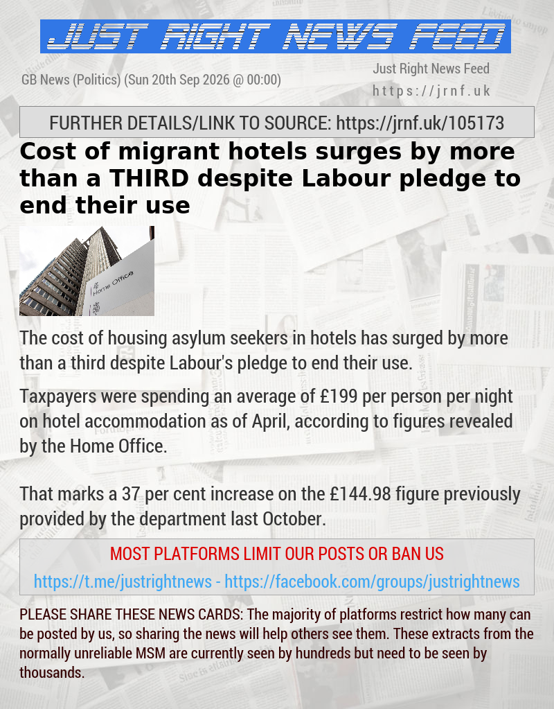 Cost of migrant hotels surges by more than a THIRD despite Labour pledge to end their use