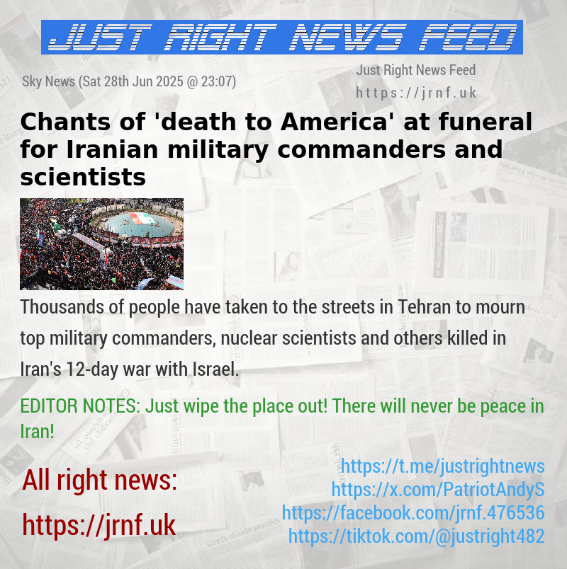 Chants of ’death to America’ at funeral for Iranian military commanders and scientists