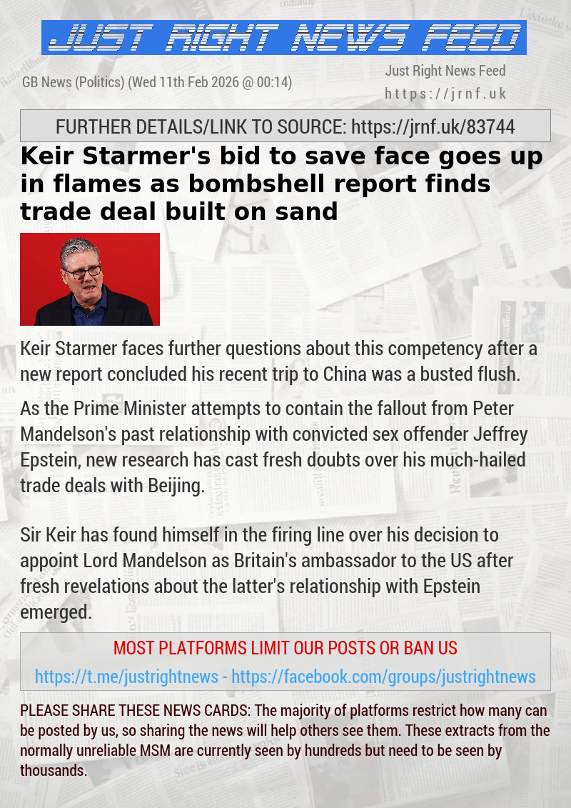Keir Starmer’s bid to save face goes up in flames as bombshell report finds trade deal built on sand