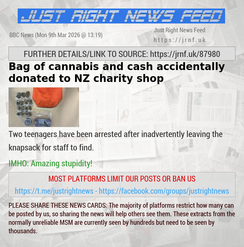 Bag of cannabis and cash accidentally donated to NZ charity shop