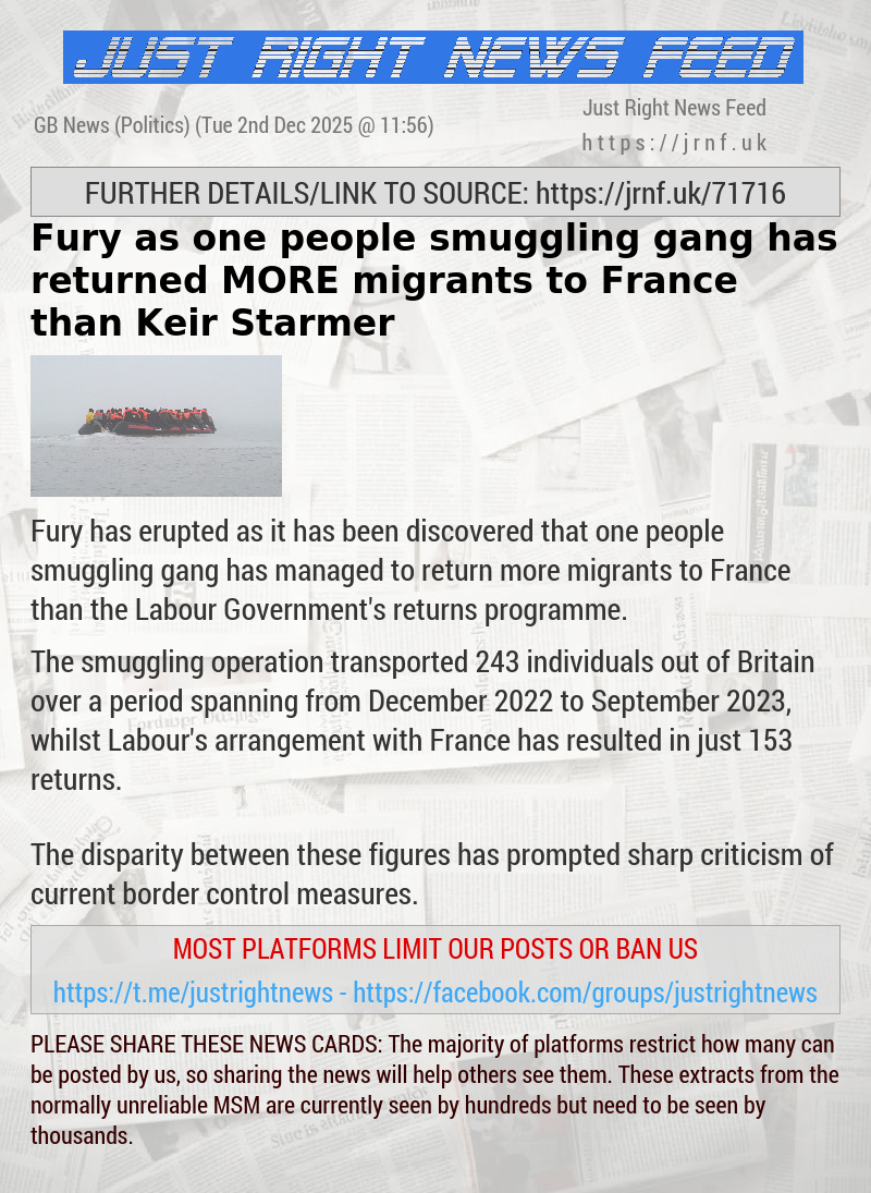 Fury as one people smuggling gang has returned MORE migrants to France than Keir Starmer
