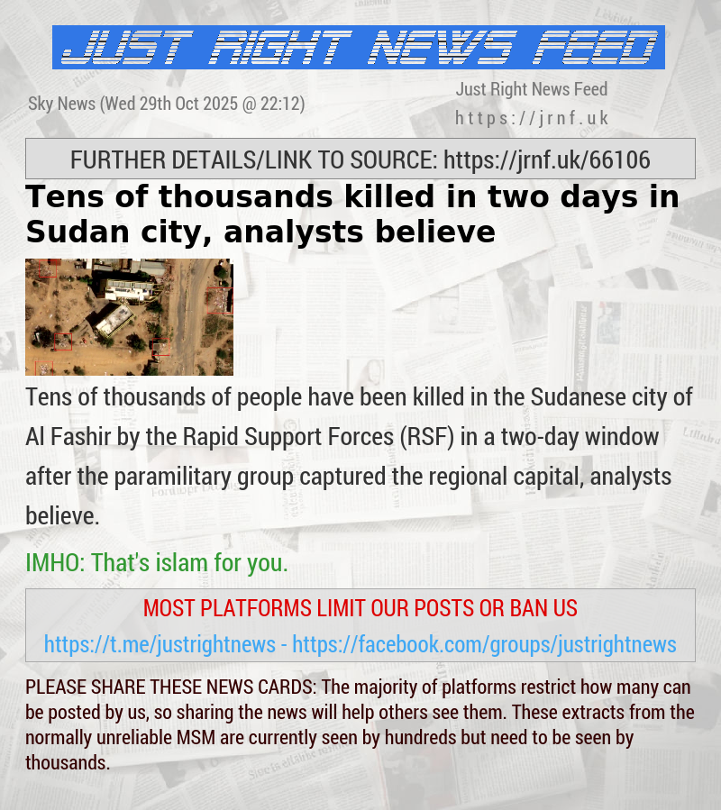 Tens of thousands killed in two days in Sudan city, analysts believe