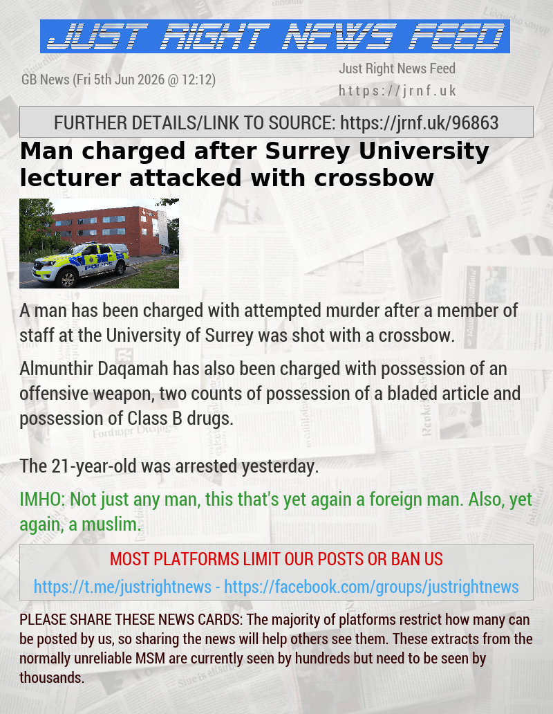 Man charged after Surrey University lecturer attacked with crossbow