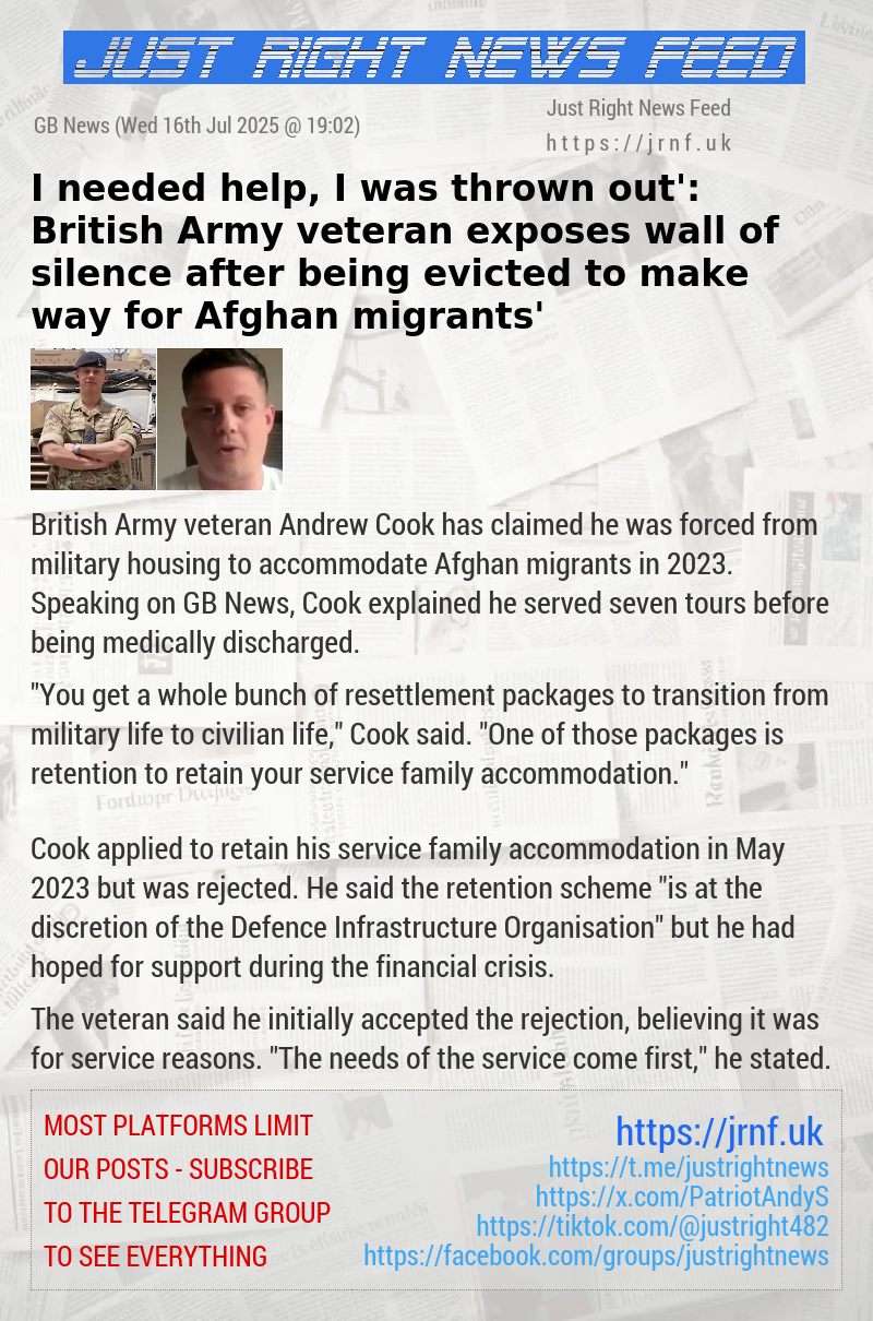 ‘I needed help, I was thrown out’: British Army veteran exposes wall of silence after ‘being evicted to make way for Afghan migrants’