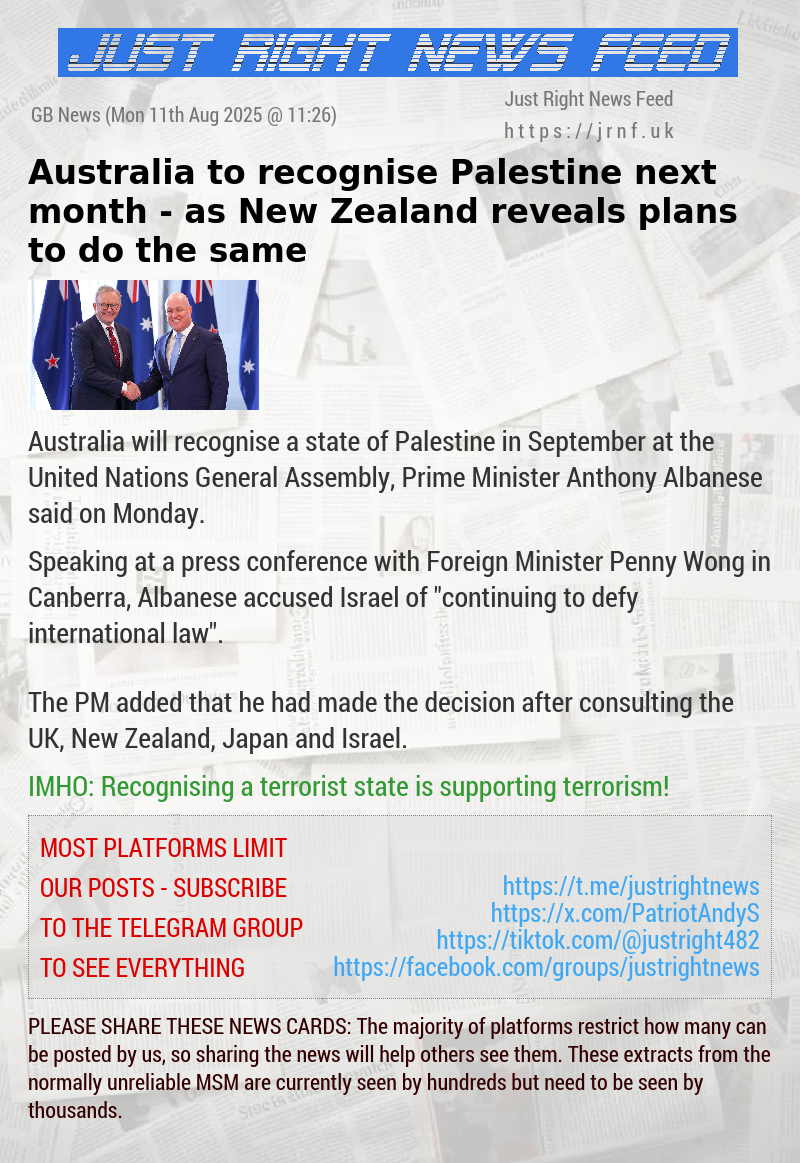 Australia to recognise Palestine next month — as New Zealand reveals plans to do the same