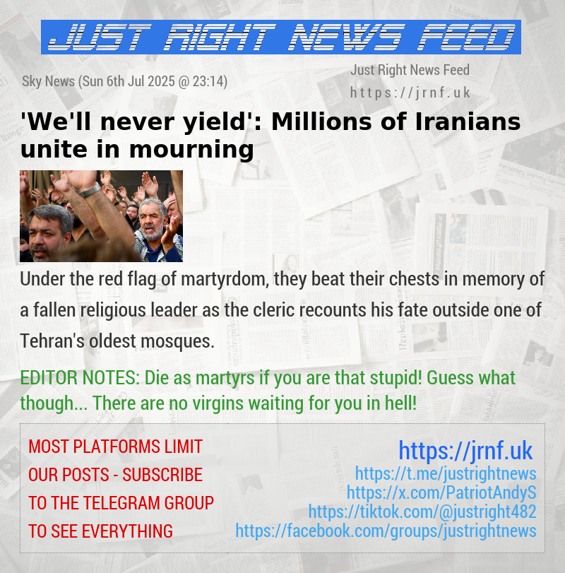 ’We’ll never yield’: Millions of Iranians unite in mourning