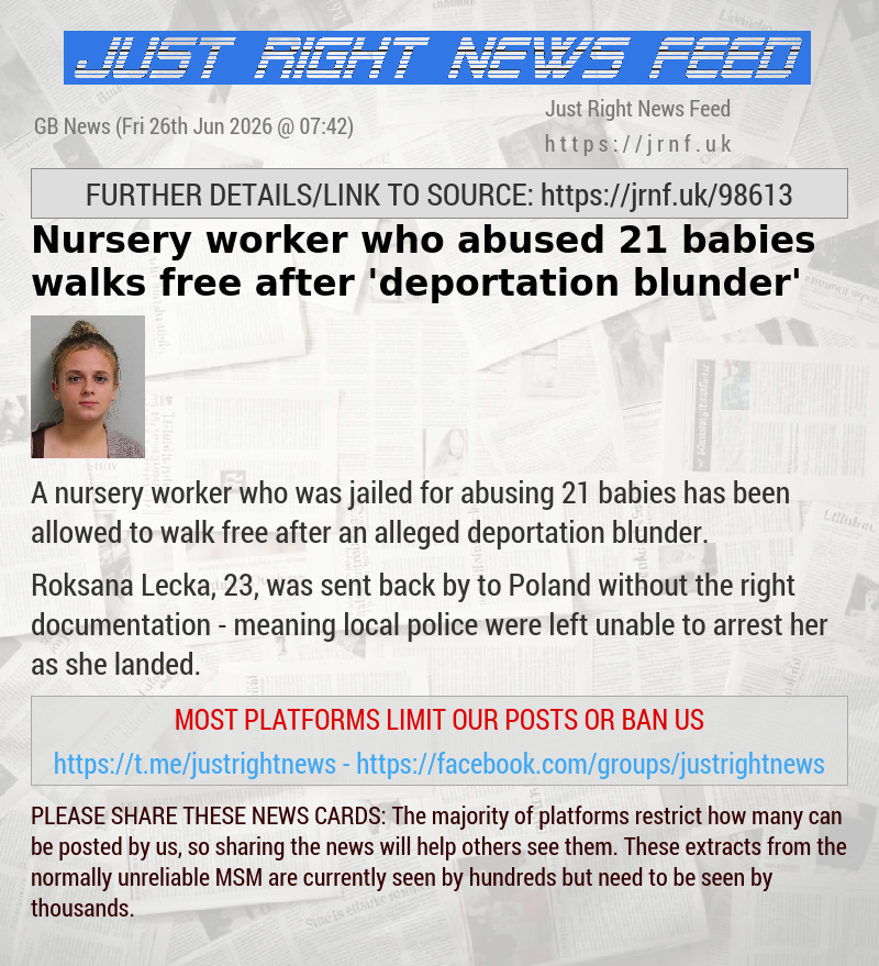 Nursery worker who abused 21 babies walks free after ’deportation blunder’