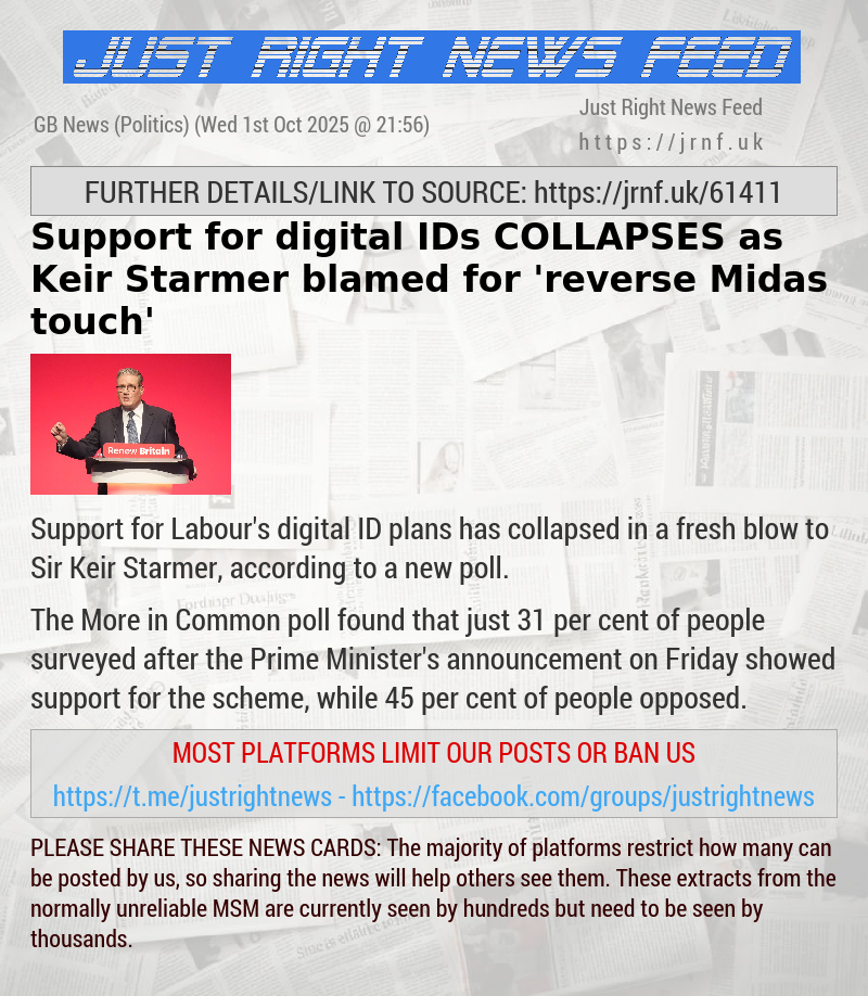 Support for digital IDs COLLAPSES as Keir Starmer blamed for ’reverse Midas touch’