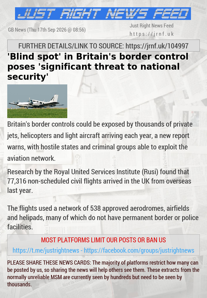 ’Blind spot’ in Britain’s border control poses ’significant threat to national security’