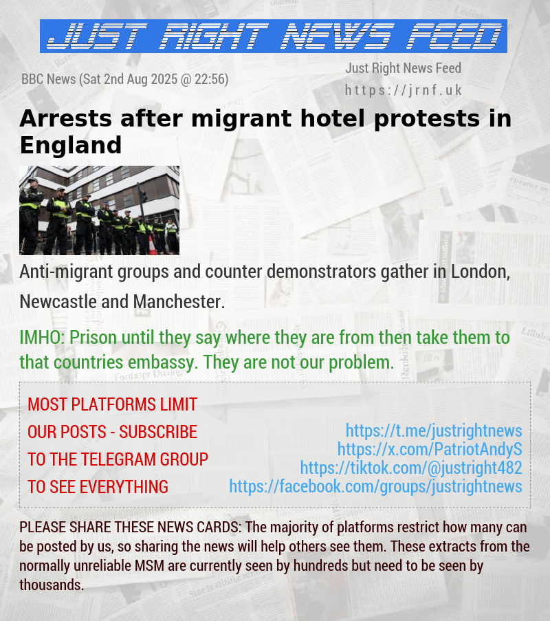 Arrests after migrant hotel protests in England 