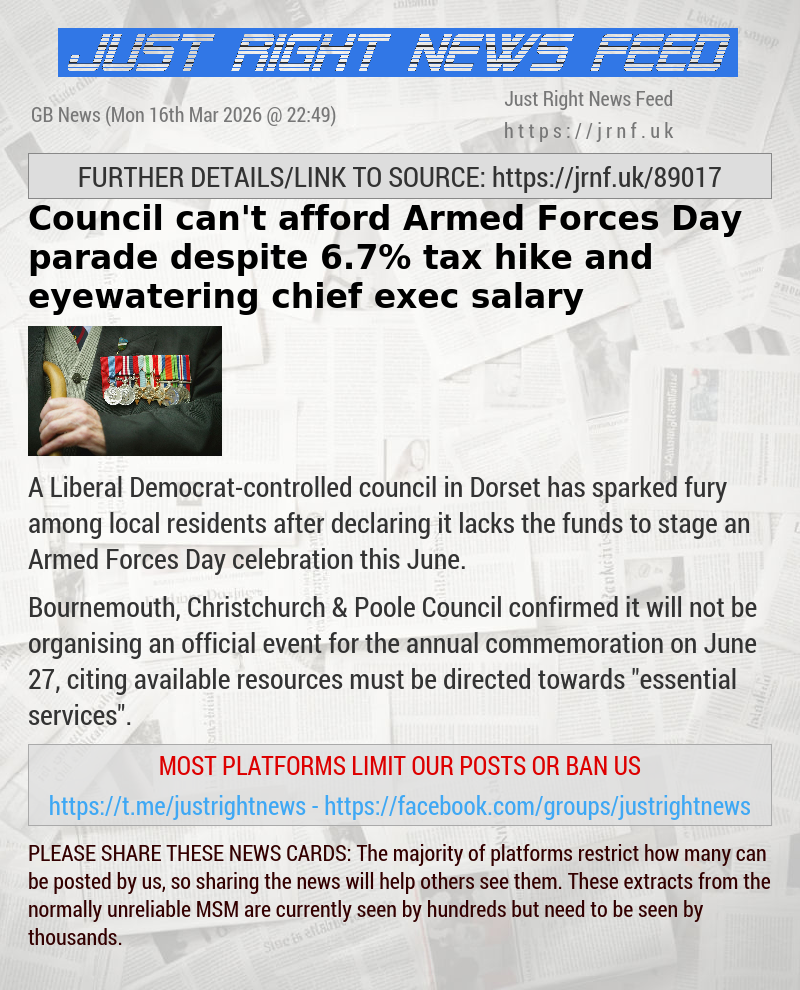 Council can’t afford Armed Forces Day parade despite 6.7% tax hike and eyewatering chief exec salary