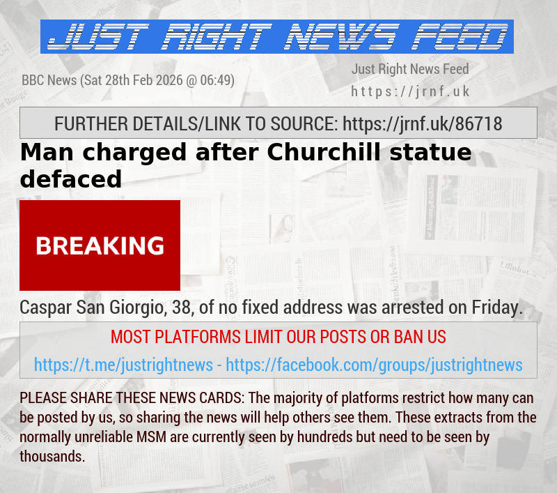 Man charged after Churchill statue defaced