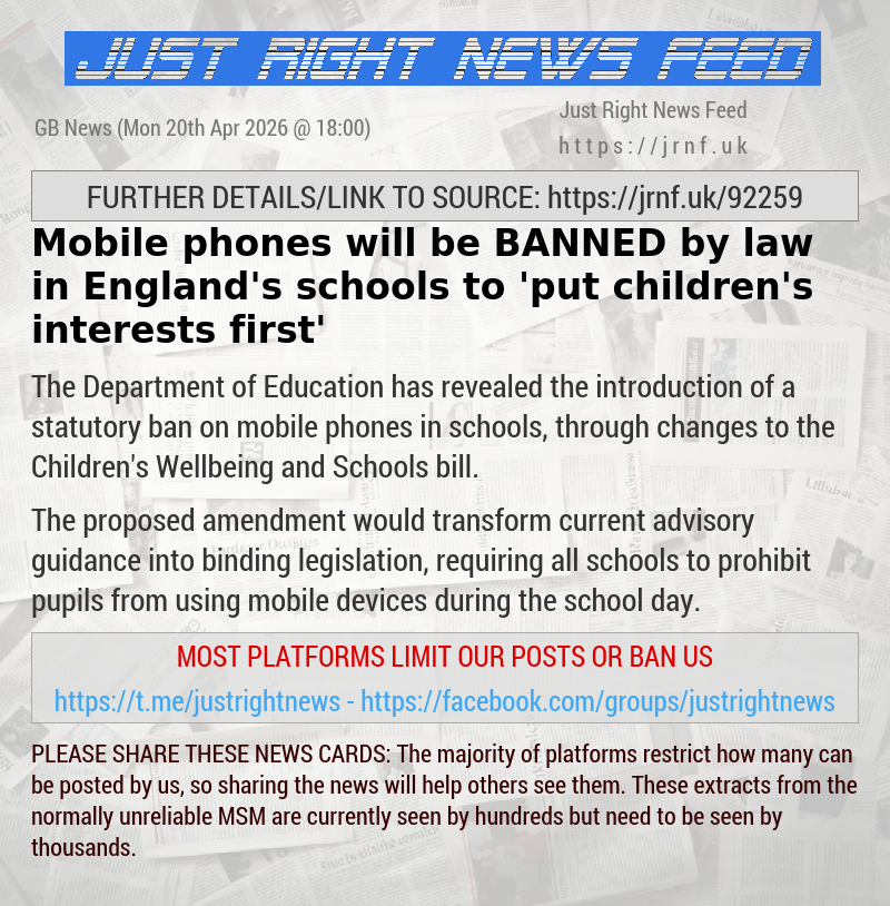 Mobile phones will be BANNED by law in England’s schools to ’put children’s interests first’