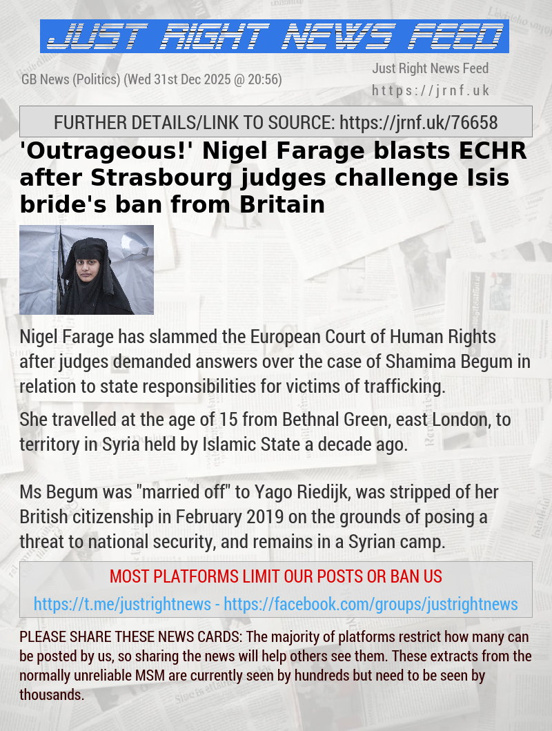 ’Outrageous!’ Nigel Farage blasts ECHR after Strasbourg judges challenge Isis bride’s ban from Britain