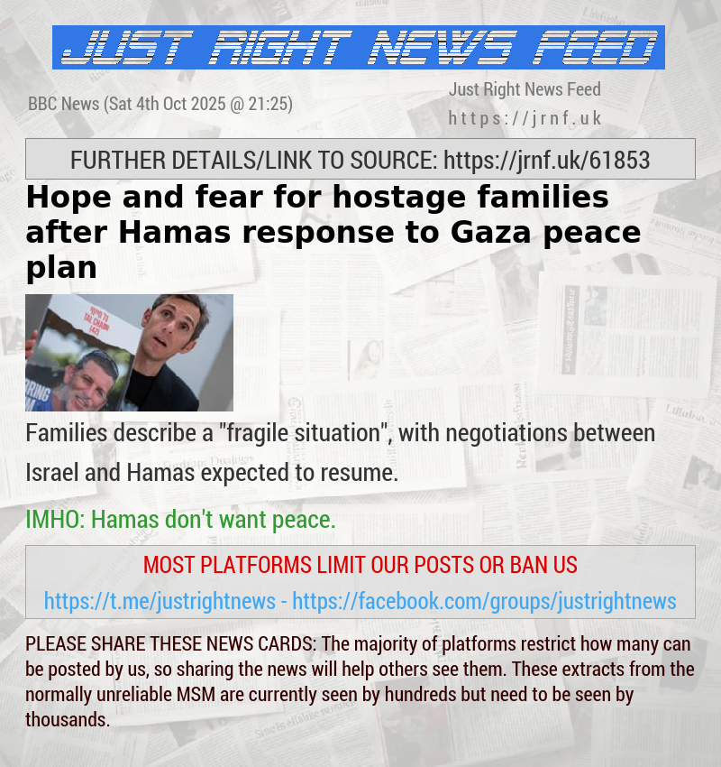 Hope and fear for hostage families after Hamas response to Gaza peace plan
