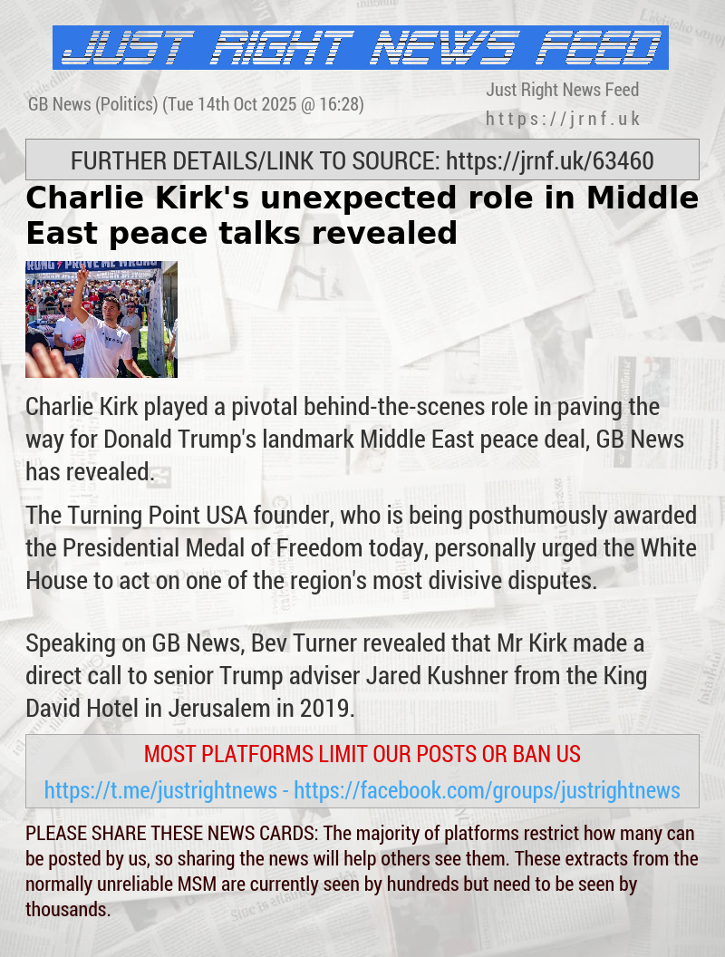 Charlie Kirk’s unexpected role in Middle East peace talks revealed