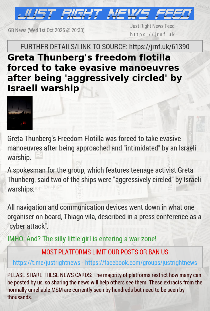 Greta Thunberg’s freedom flotilla forced to take evasive manoeuvres after being ’aggressively circled’ by Israeli warship