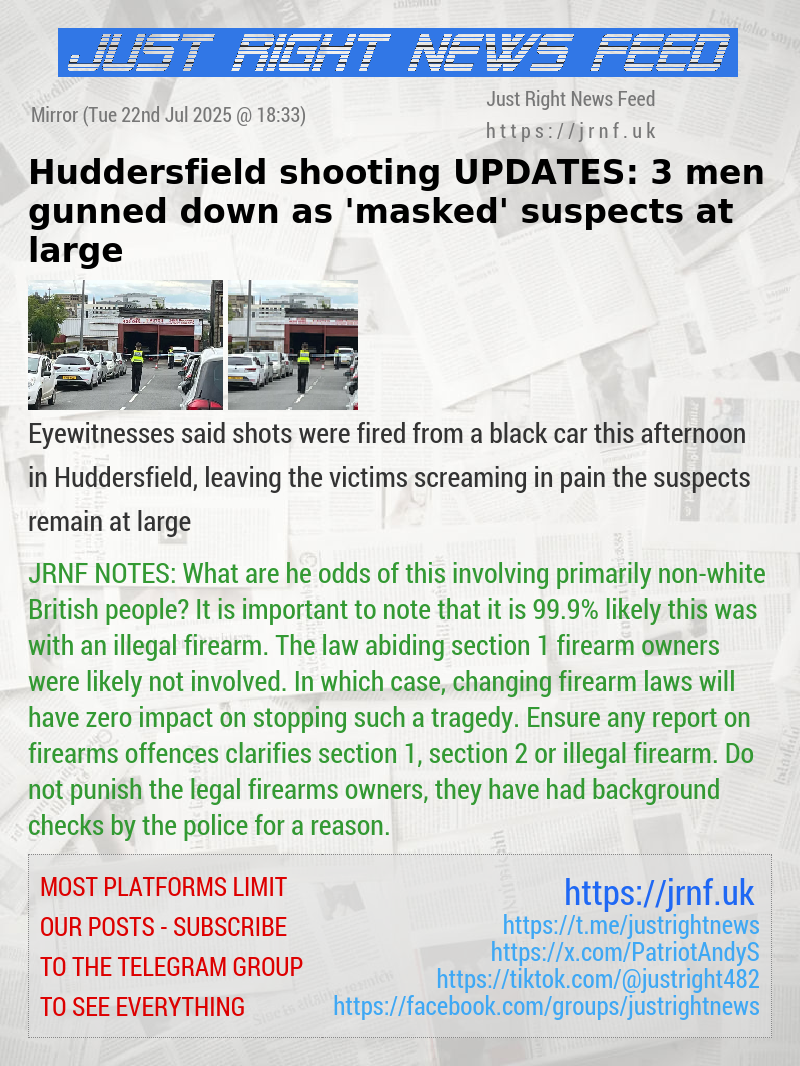 Huddersfield shooting UPDATES: 3 men gunned down as ’masked’ suspects at large