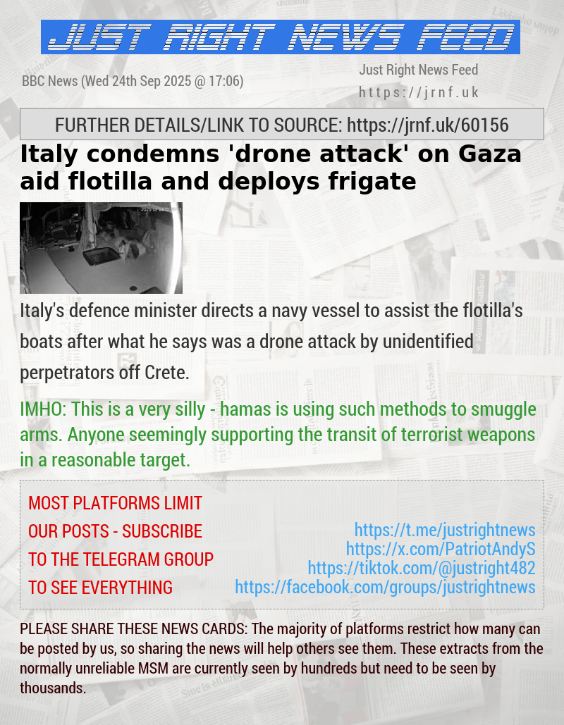 Italy condemns ’drone attack’ on Gaza aid flotilla and deploys frigate
