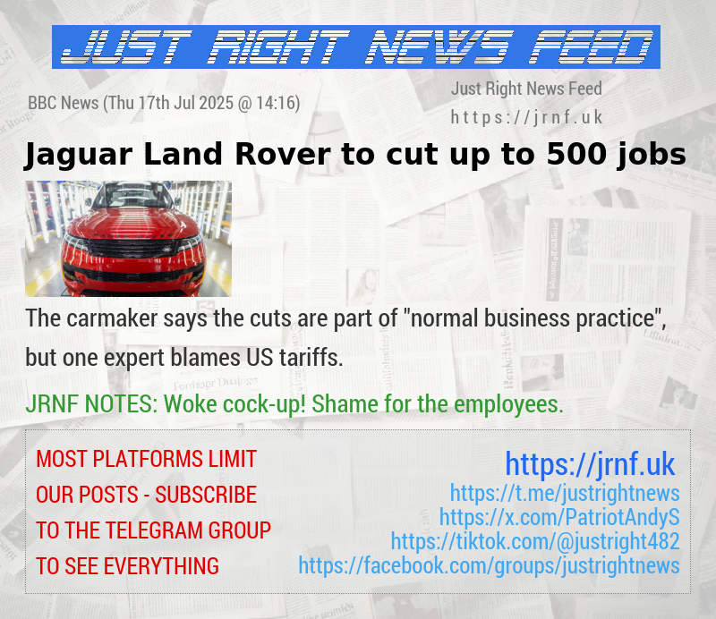 Jaguar Land Rover to cut up to 500 jobs