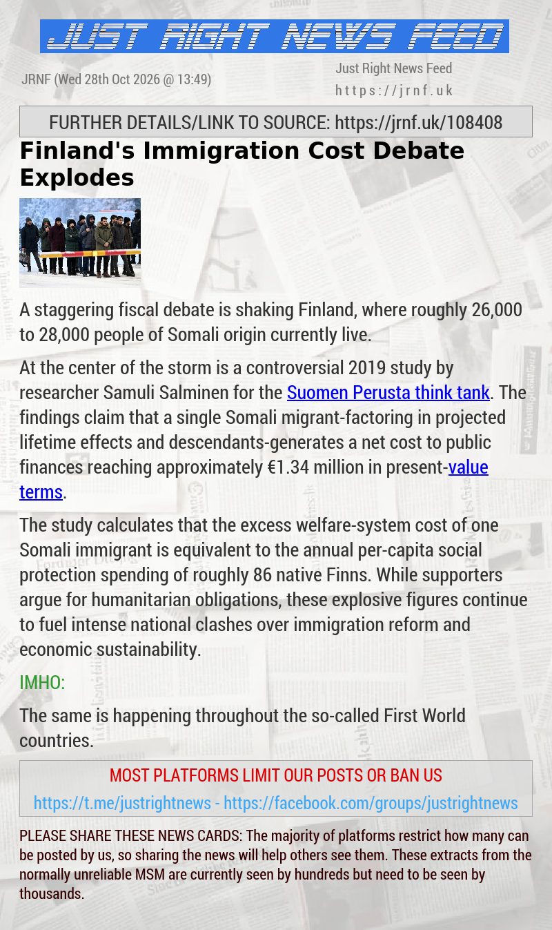 Finland’s Immigration Cost Debate Explodes