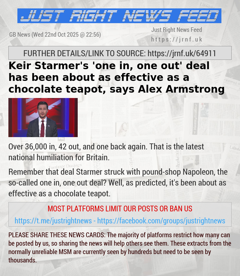 Keir Starmer’s ’one in, one out’ deal has been about as effective as a chocolate teapot, says Alex Armstrong