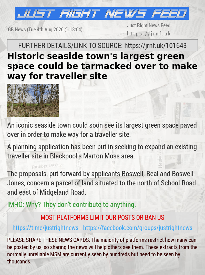 Historic seaside town’s largest green space could be tarmacked over to make way for traveller site