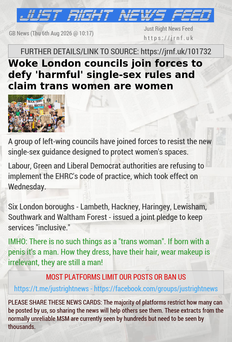 Woke London councils join forces to defy ’harmful’ single—sex rules and claim trans women are women
