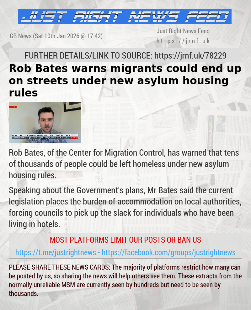 Rob Bates warns migrants could end up on streets under new asylum housing rules