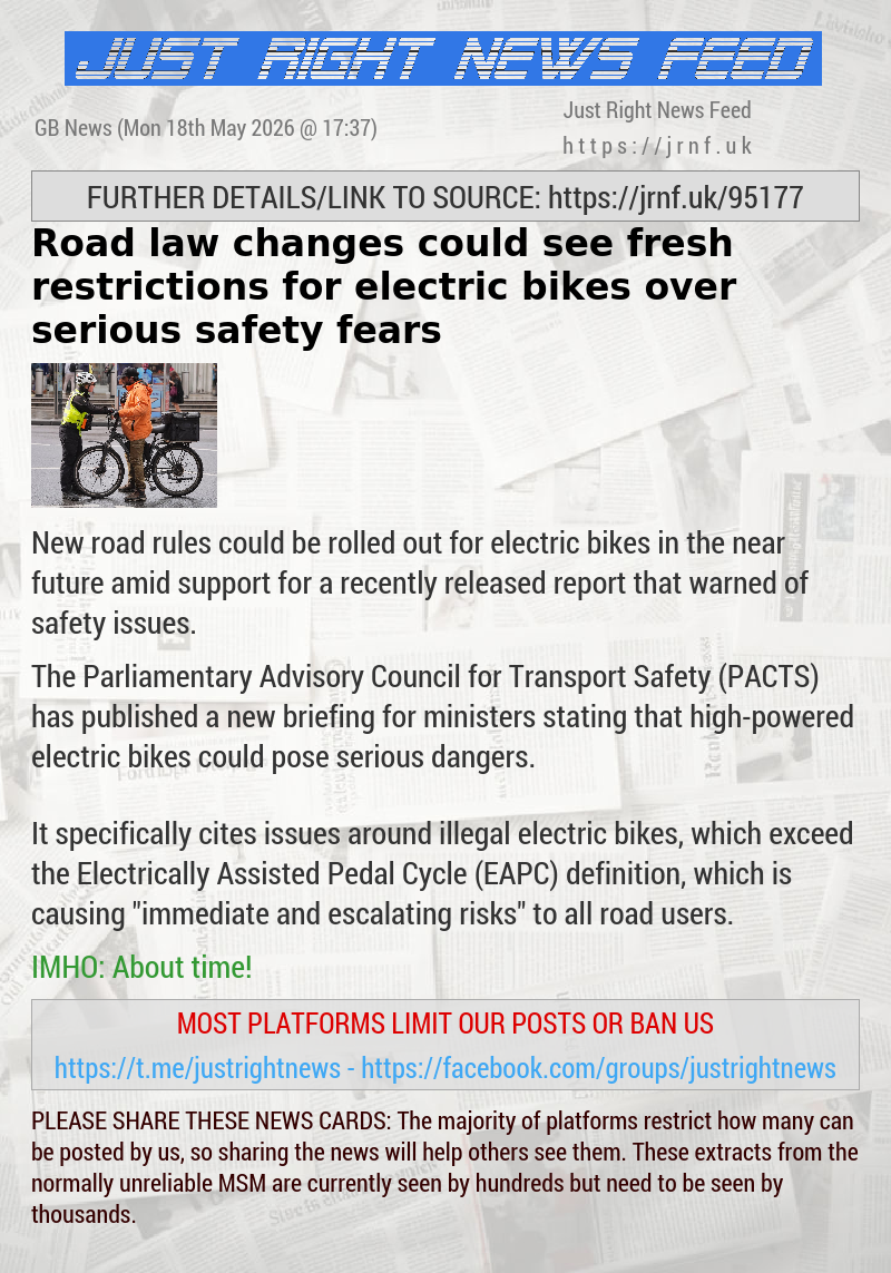 Road law changes could see fresh restrictions for electric bikes over serious safety fears
