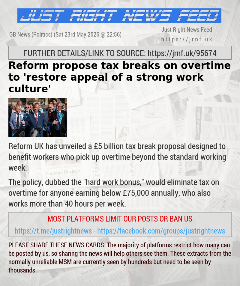 Reform propose tax breaks on overtime to ’restore appeal of a strong work culture’