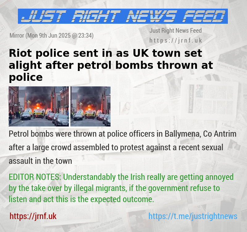 Riot police sent in as UK town set alight after petrol bombs thrown at police