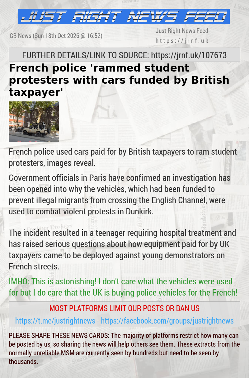 French police ’rammed student protesters with cars funded by British taxpayer’